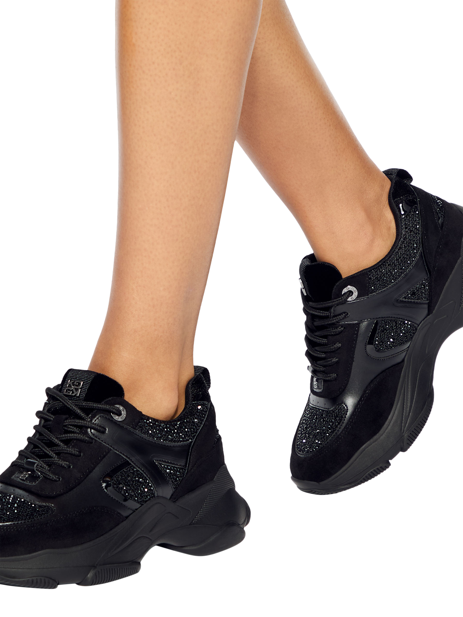 Product image 2 of 5, which shows KG Kurt Geiger Lucile Lace Up Gem Trainers, Black, 3