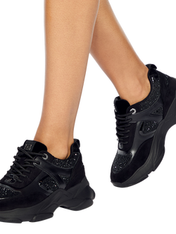 KG Kurt Geiger Lucile Lace Up Gem Trainers, Black - view 2, Black