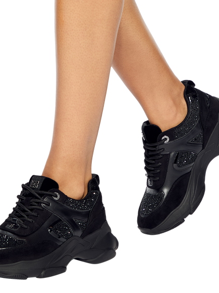KG Kurt Geiger Lucile Lace Up Gem Trainers, Black - view 2, Black