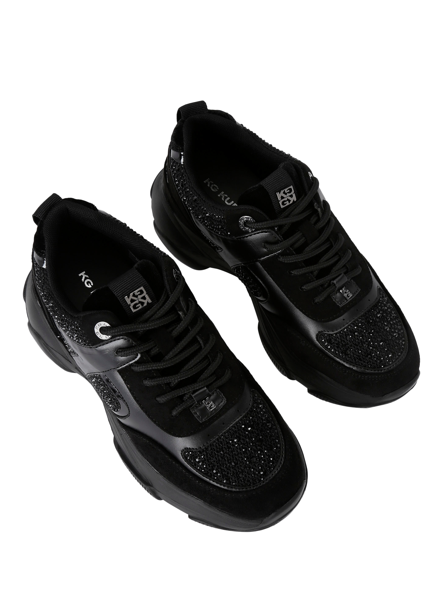 Product image 3 of 5, which shows KG Kurt Geiger Lucile Lace Up Gem Trainers, Black, 3