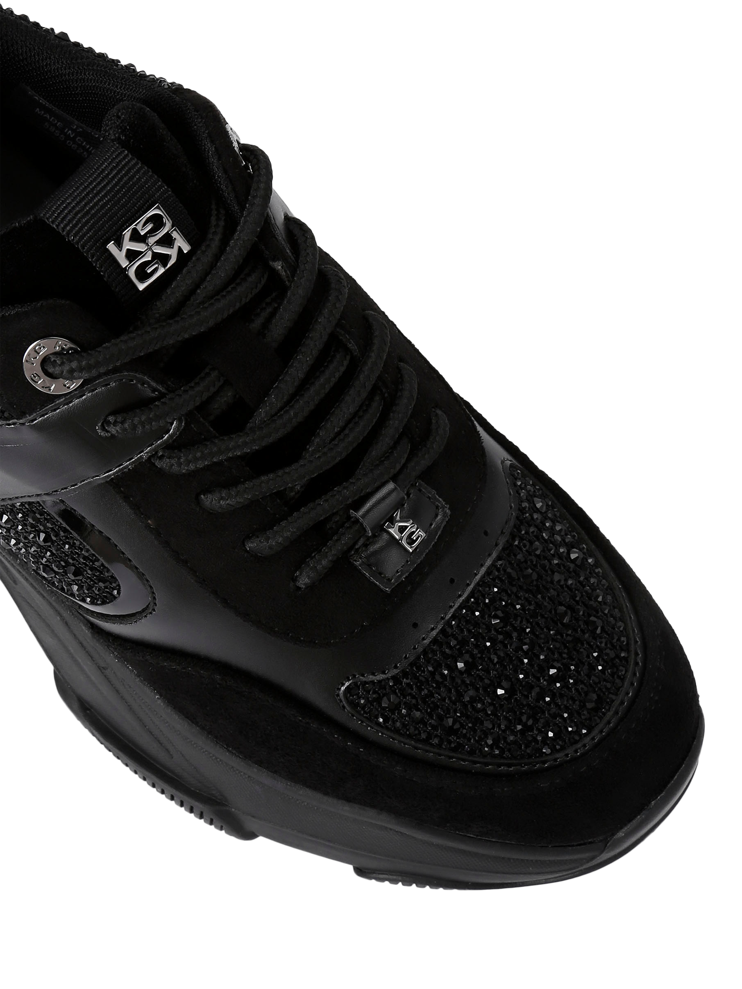 Product image 5 of 5, which shows KG Kurt Geiger Lucile Lace Up Gem Trainers, Black, 3