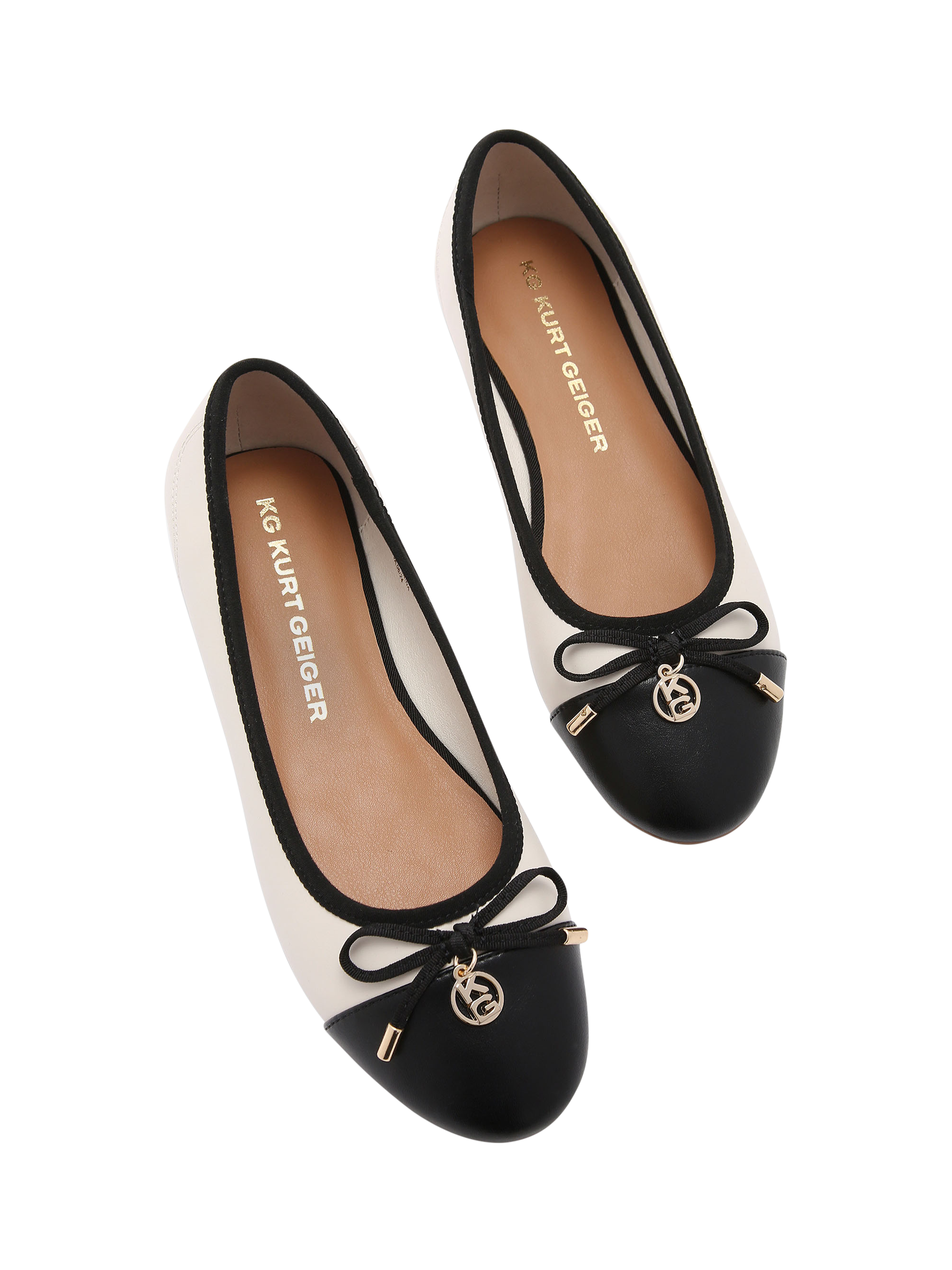 Product image 3 of 5, which shows KG Kurt Geiger Mindy Ballerina Pumps, Putty/Black, 3