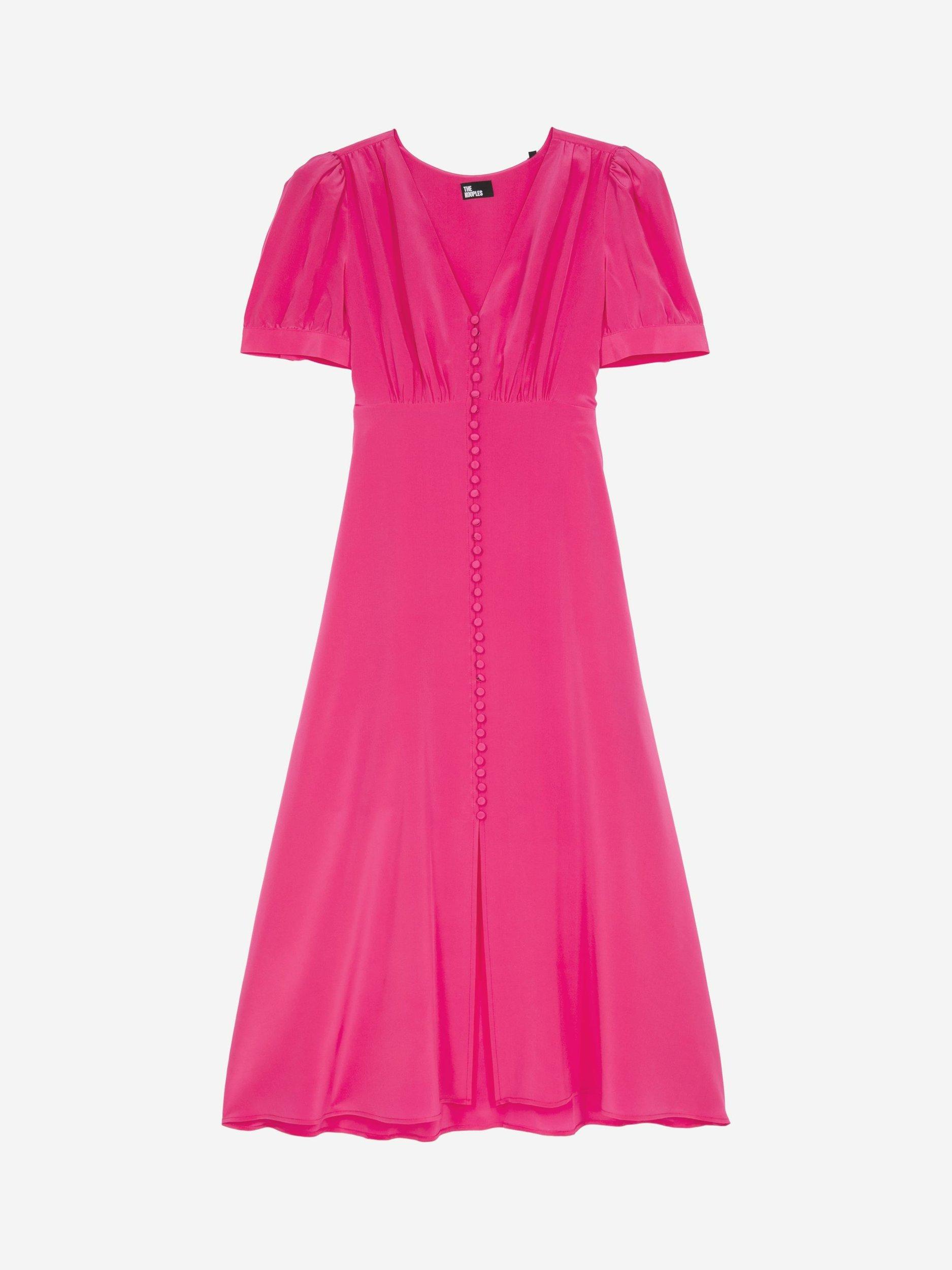 Product image 5 of 5, which shows THE KOOPLES Robe Silk Midi Tea Dress, Fushia, 6