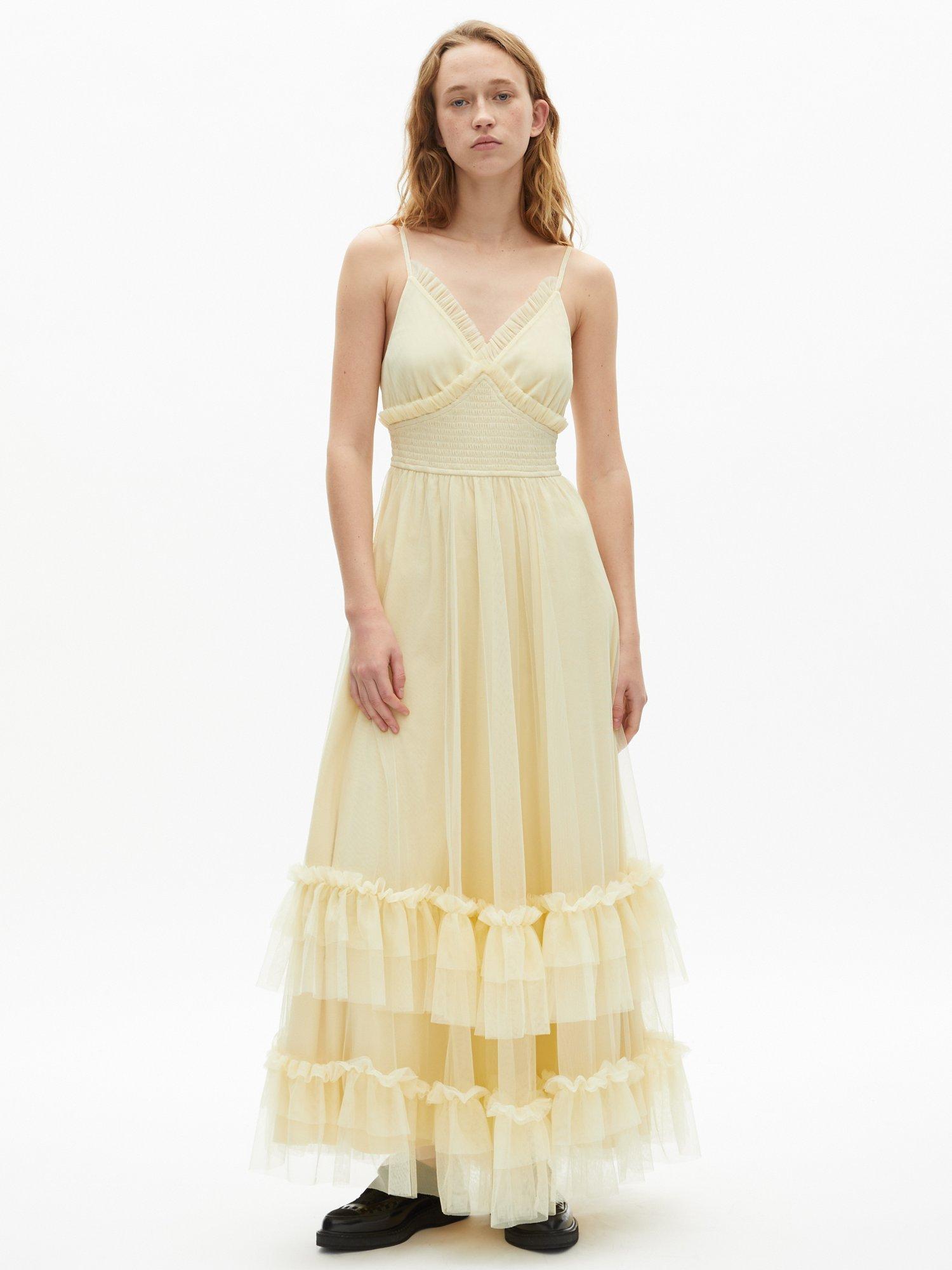 Product image 1 of 4, which shows THE KOOPLES Robe Frilly Tiered Maxi Dress, Light Yellow, 10