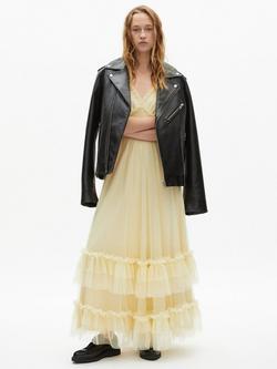THE KOOPLES Robe Frilly Tiered Maxi Dress, Light Yellow - view 2, Light Yellow