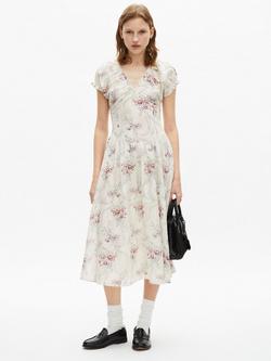 THE KOOPLES Floral Midi Dress, Off White / Pink, Off White / Pink