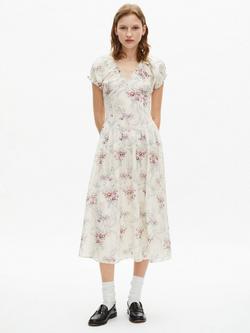 THE KOOPLES Floral Midi Dress, Off White / Pink - view 2, Off White / Pink