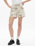 THE KOOPLES Floral Denim Shorts, Beige/Multi
