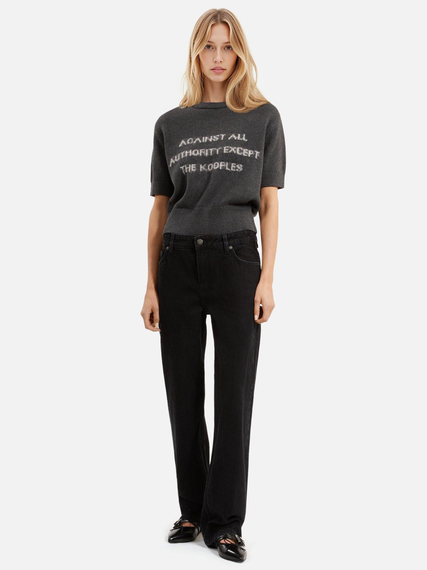 Product image 2 of 4, which shows THE KOOPLES Straight Leg Textured Jeans, Black, 34