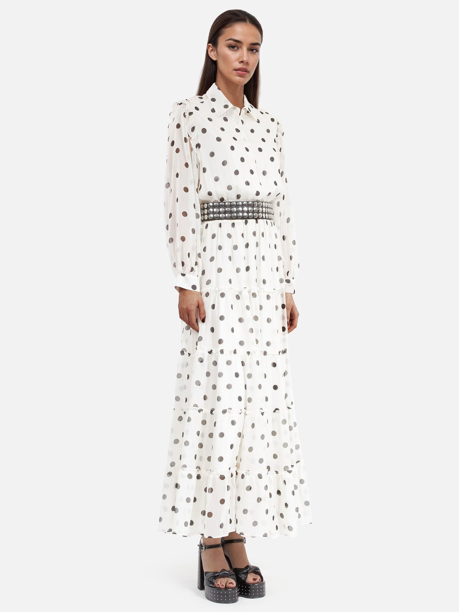 Product image 3 of 6, which shows THE KOOPLES Polka Dot Shirt Dress, White/Black, 10