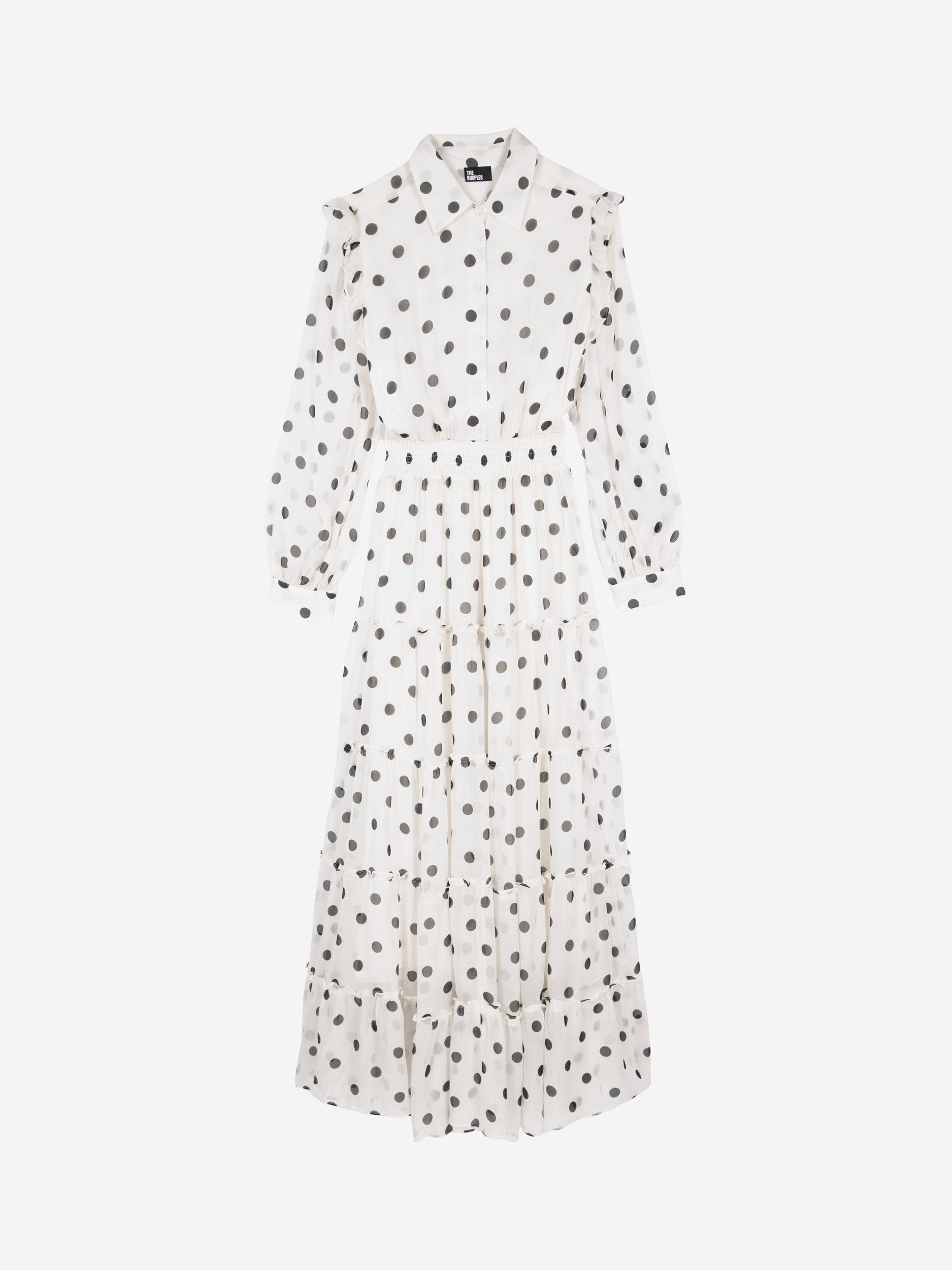 Product image 6 of 6, which shows THE KOOPLES Polka Dot Shirt Dress, White/Black, 10