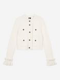 THE KOOPLES Frill Cuff Boxy Cardigan, White