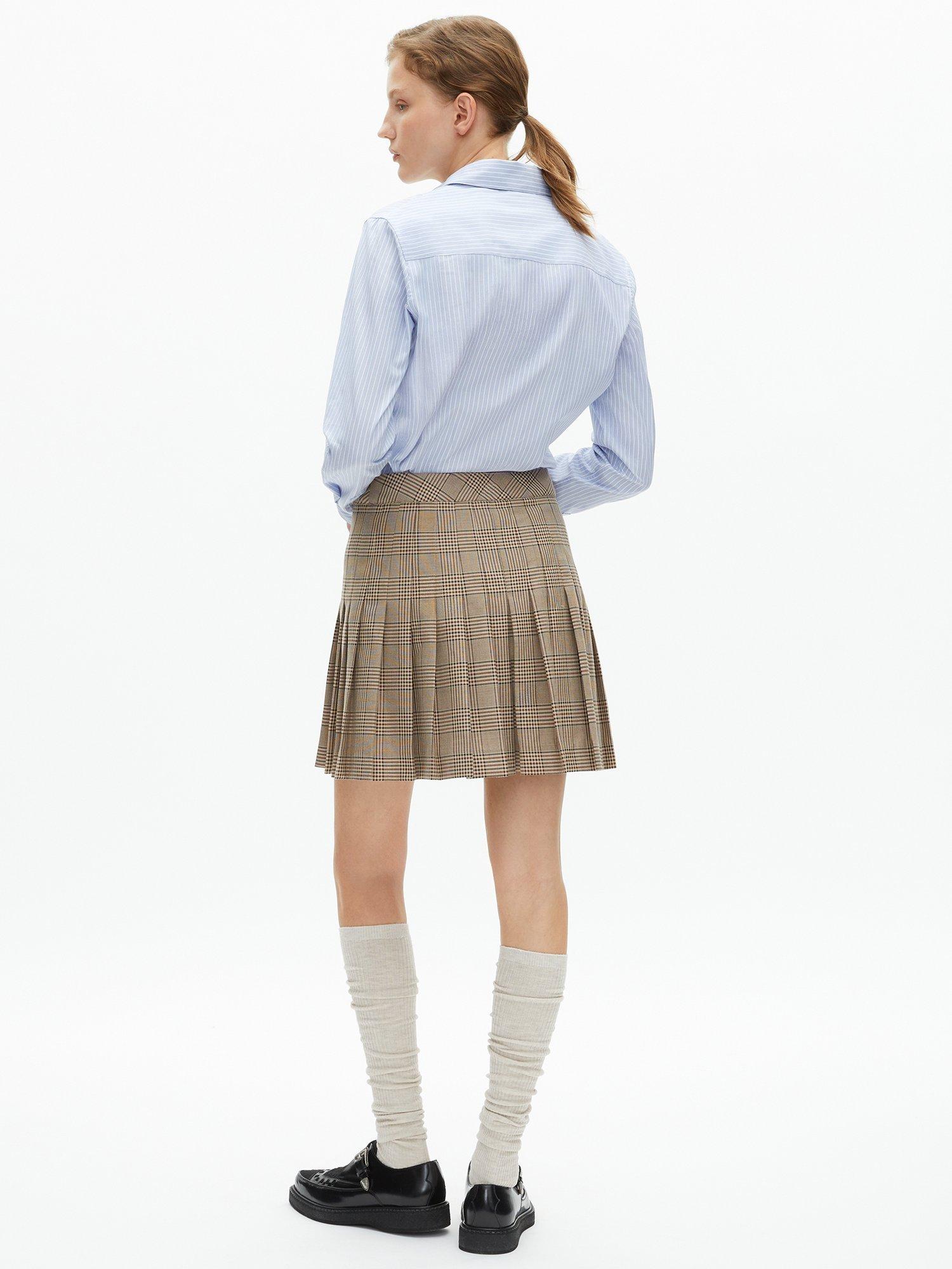 Product image 4 of 6, which shows THE KOOPLES Check Wool Cotton Blend Mini Skirt, Brown Multi, 34