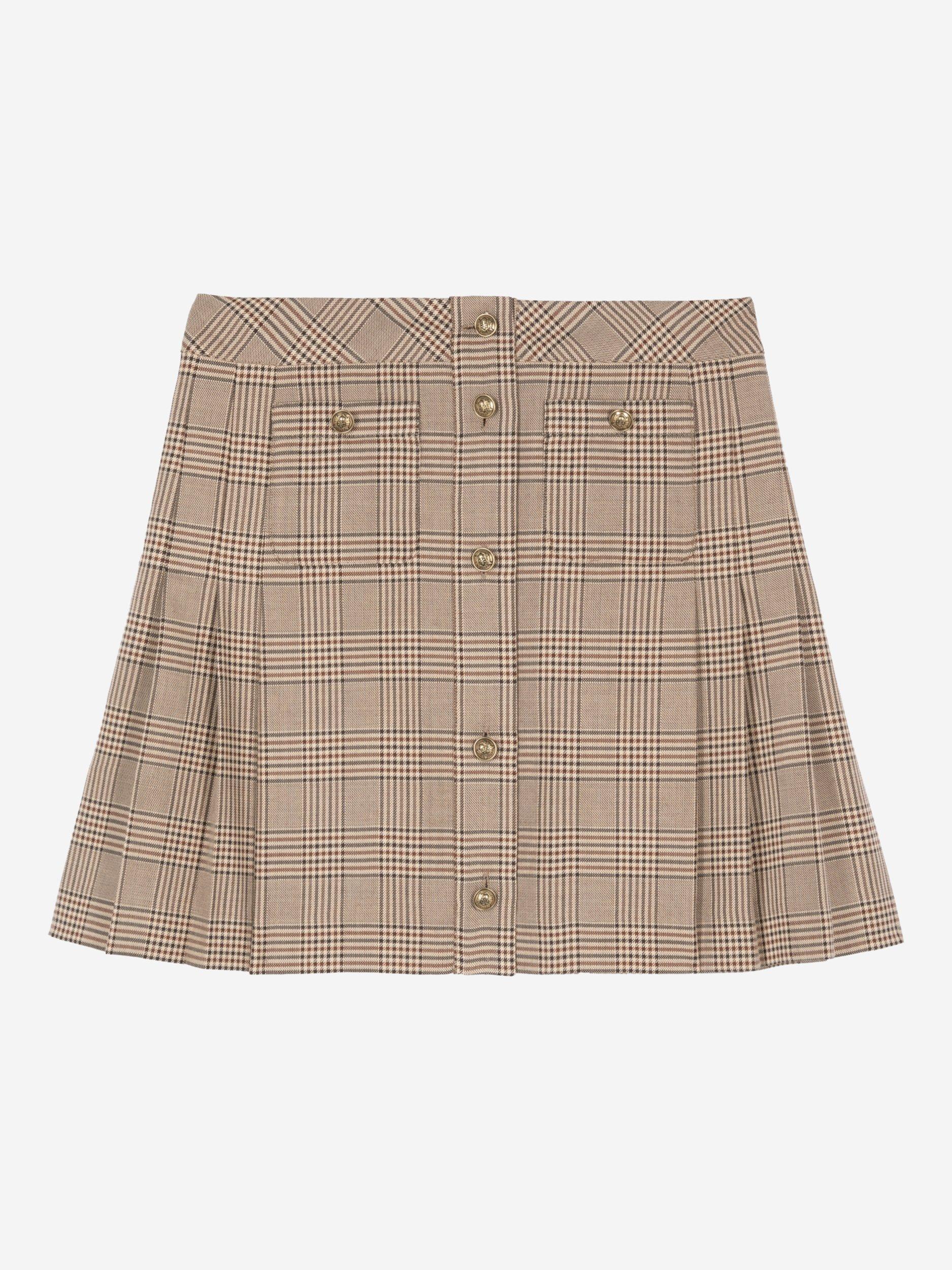 Product image 5 of 6, which shows THE KOOPLES Check Wool Cotton Blend Mini Skirt, Brown Multi, 34