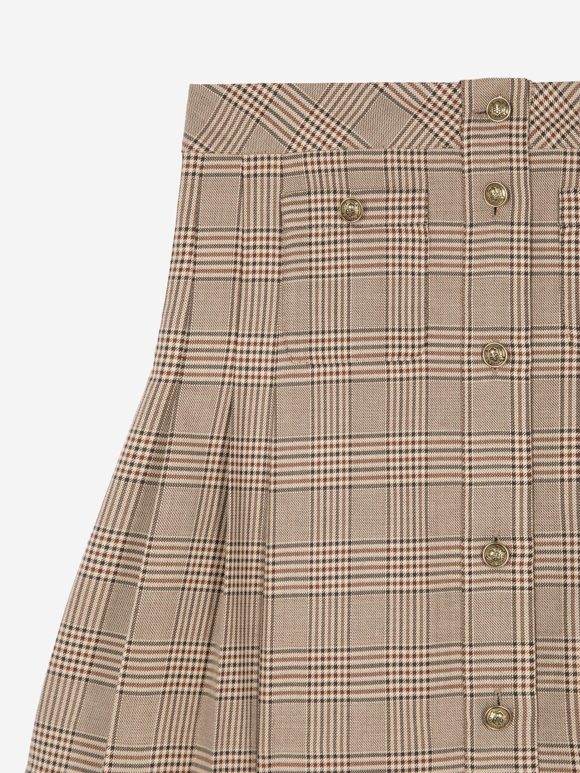 Product image 6 of 6, which shows THE KOOPLES Check Wool Cotton Blend Mini Skirt, Brown Multi, 34