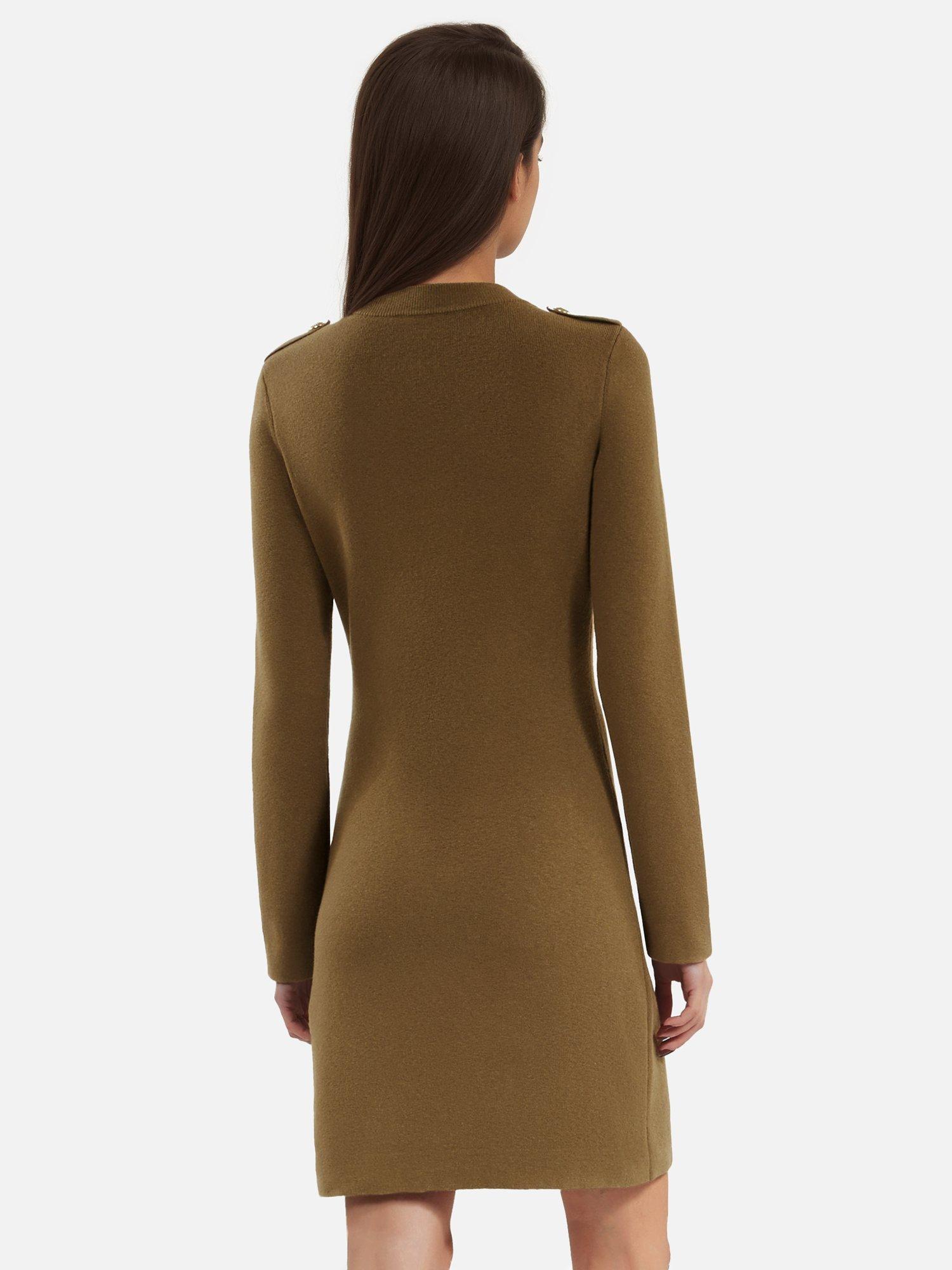 Product image 4 of 6, which shows THE KOOPLES Military Bodycon Wool Blend Dress, Khaki, 6