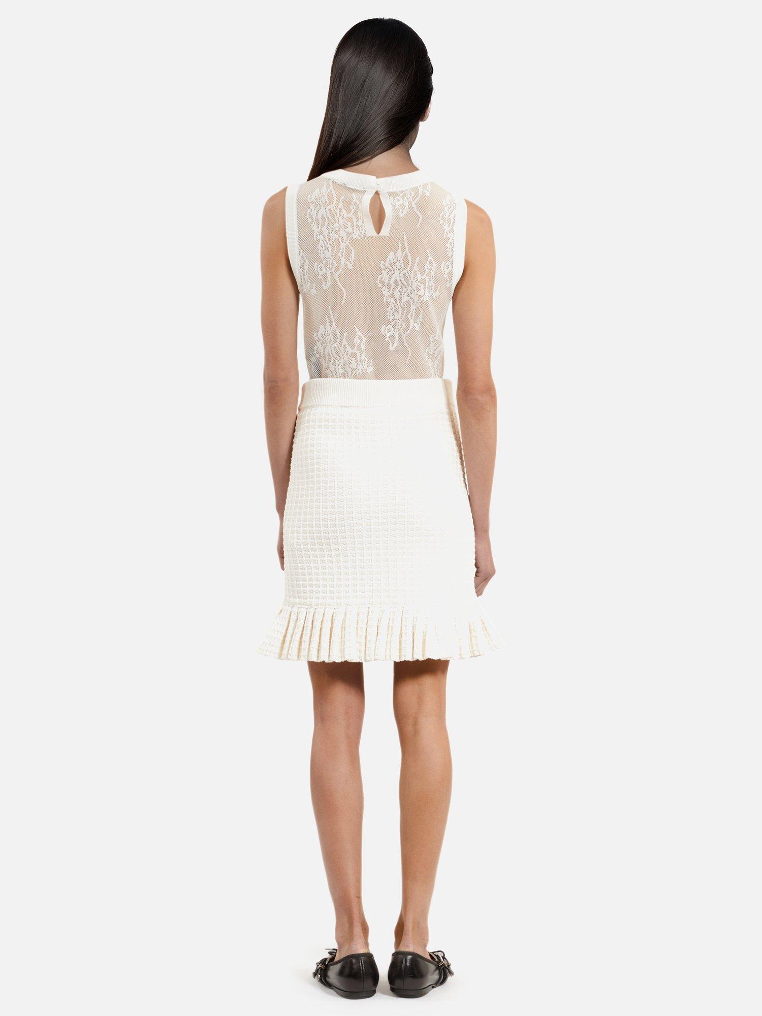 Product image 3 of 7, which shows THE KOOPLES Knitted Frill Hem Skirt, White, 14