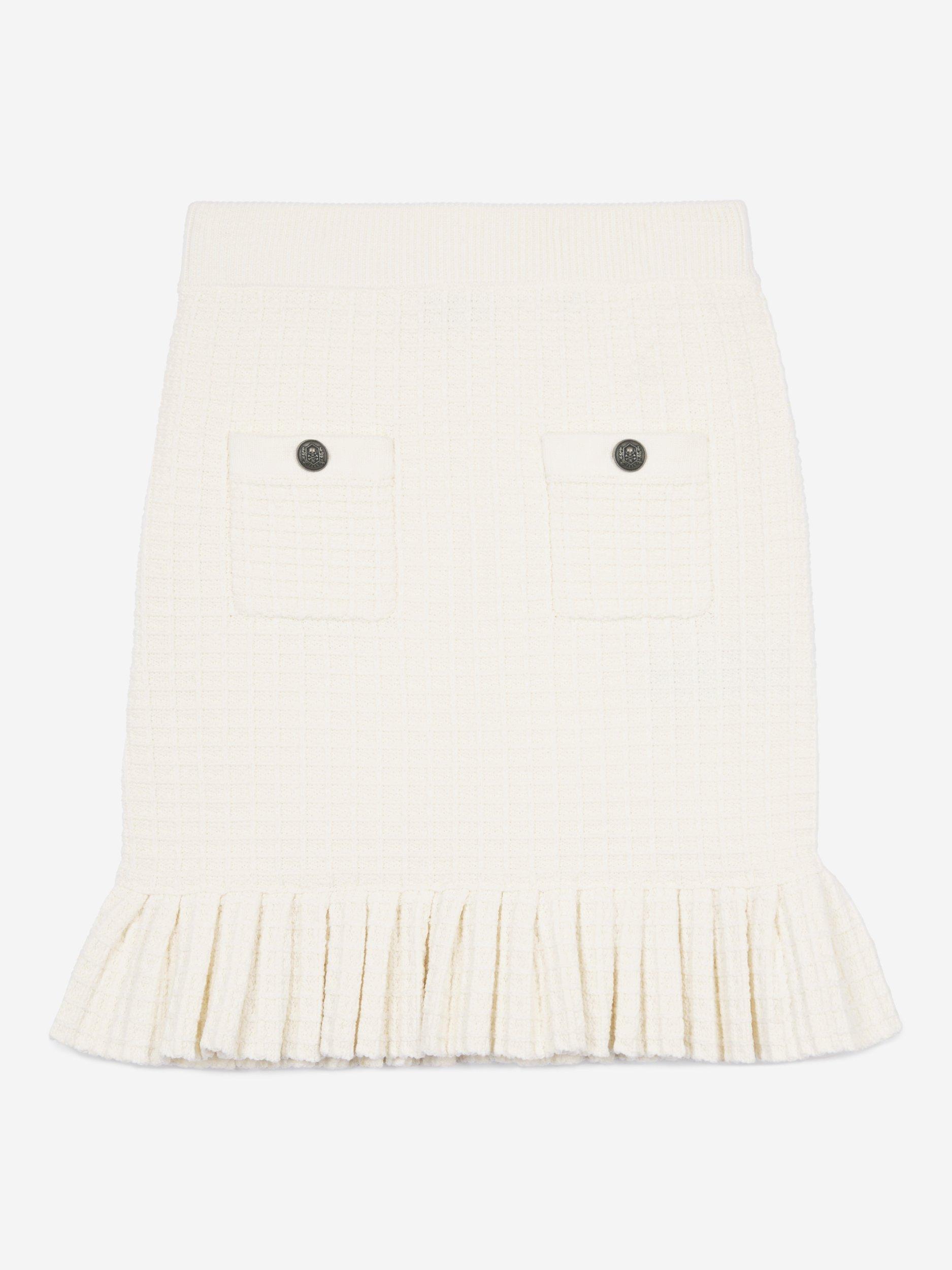 Product image 5 of 7, which shows THE KOOPLES Knitted Frill Hem Skirt, White, 14