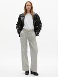 THE KOOPLES Pantalon Cotton Linen Stripe Wide Leg Trousers, White/Blue