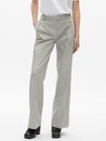 THE KOOPLES Pantalon Cotton Linen Stripe Wide Leg Trousers, White/Blue
