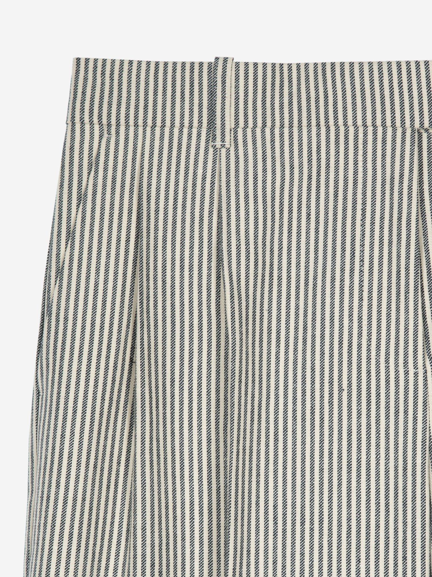 Product image 6 of 6, which shows THE KOOPLES Pantalon Cotton Linen Stripe Wide Leg Trousers, White/Blue, 34