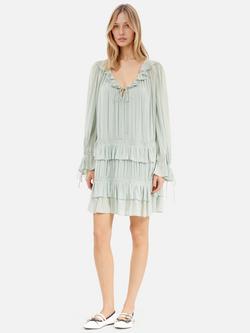 THE KOOPLES Robe Layered Ruffle Mini Dress, Powder Blue - view 2, Powder Blue