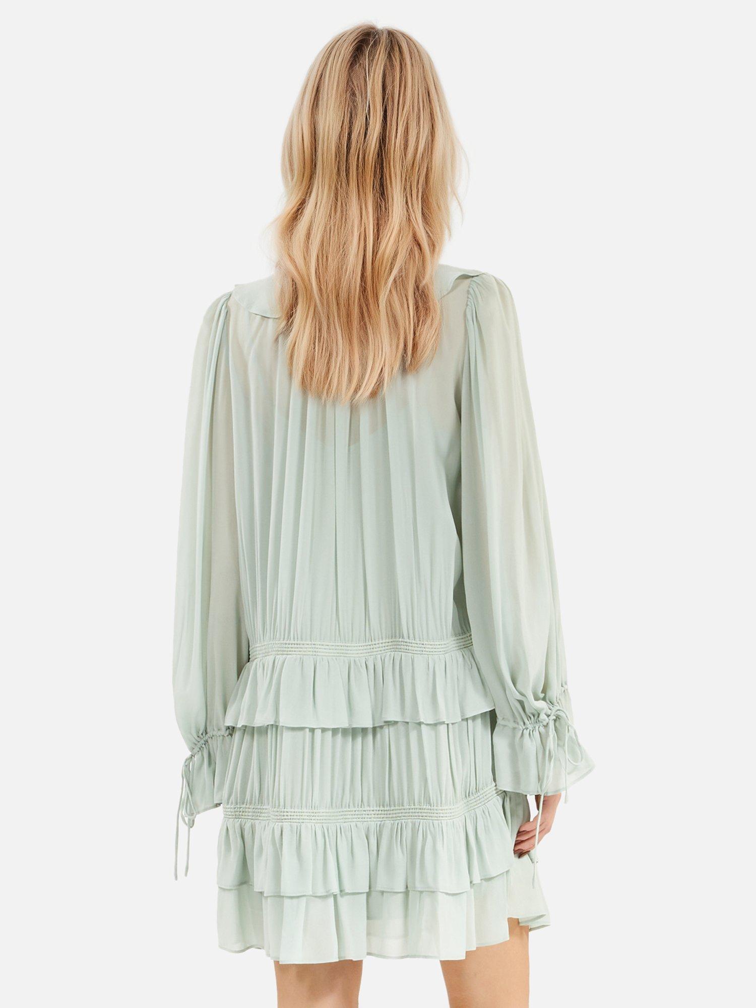 Product image 4 of 6, which shows THE KOOPLES Robe Layered Ruffle Mini Dress, Powder Blue, S-M