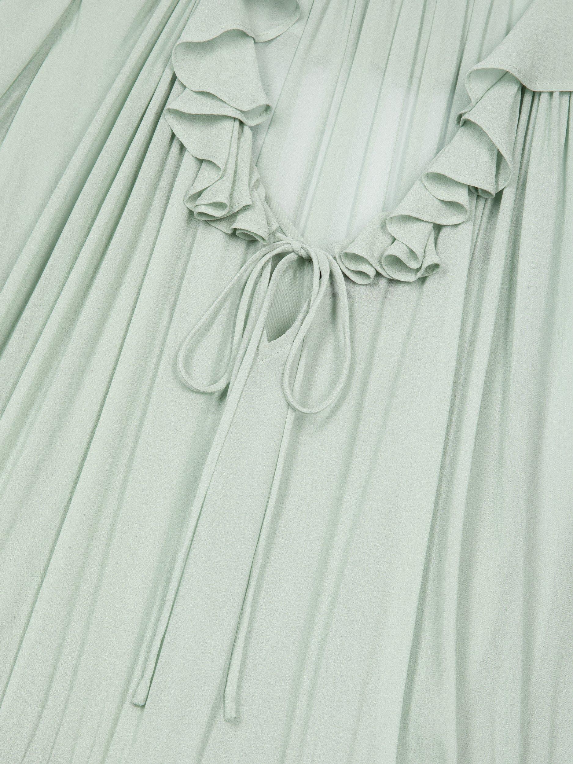 Product image 6 of 6, which shows THE KOOPLES Robe Layered Ruffle Mini Dress, Powder Blue, S-M