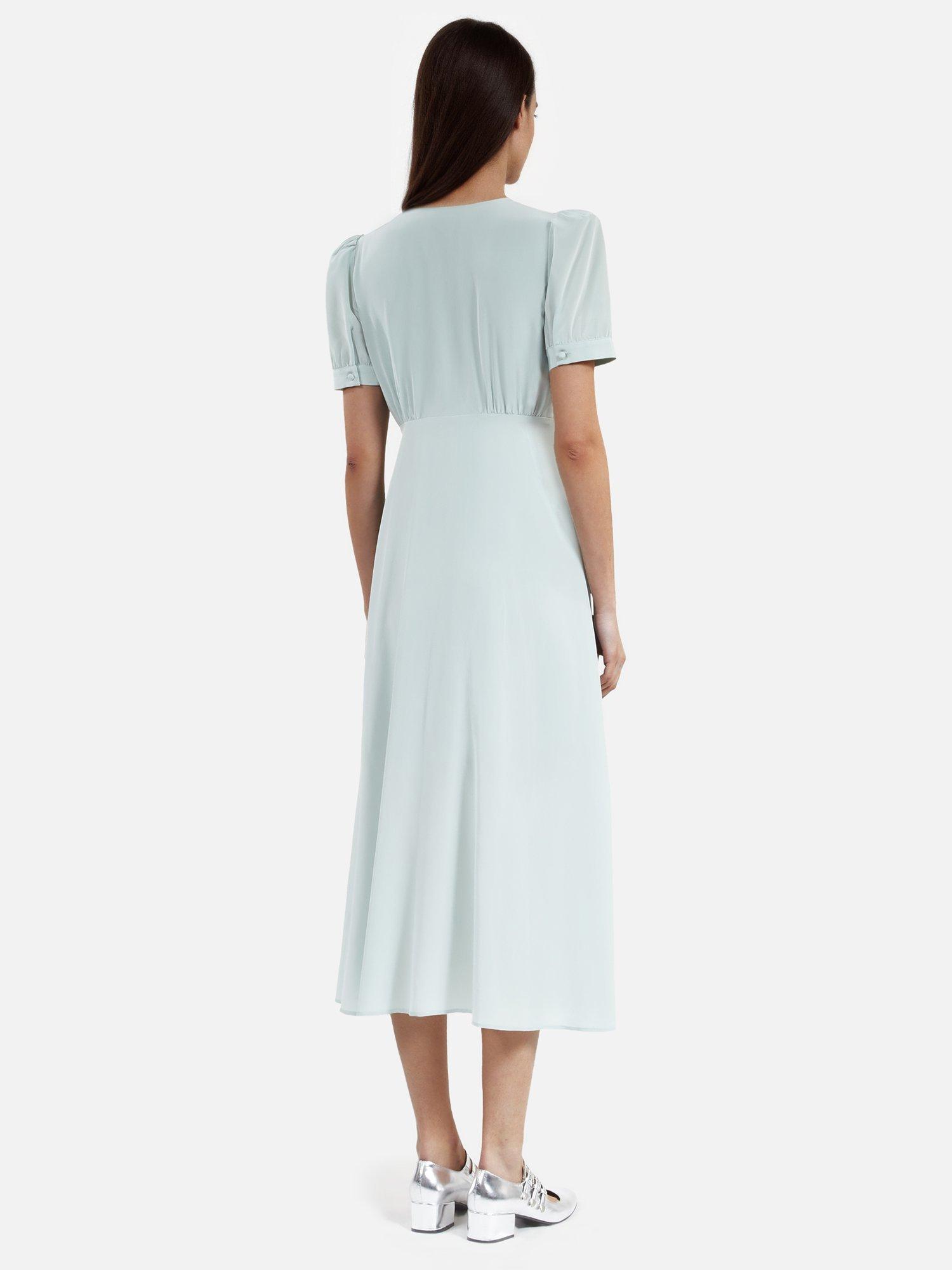 Product image 3 of 5, which shows THE KOOPLES Robe Silk Midi Tea Dress, Powder Blue, 8
