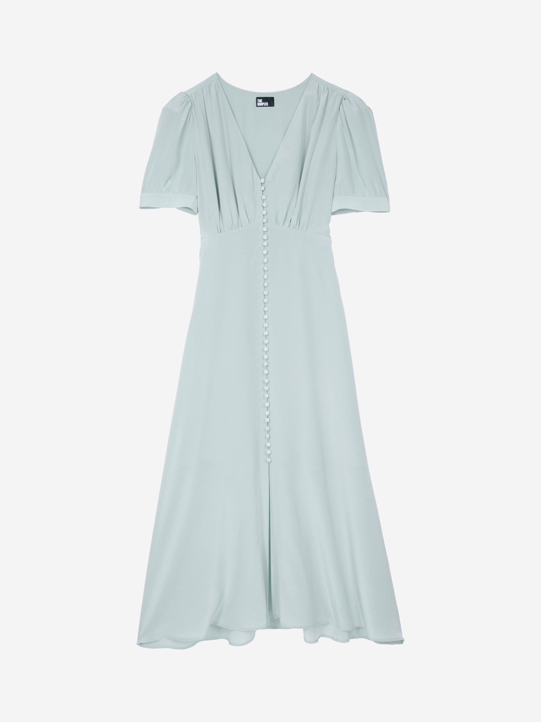 Product image 4 of 5, which shows THE KOOPLES Robe Silk Midi Tea Dress, Powder Blue, 8