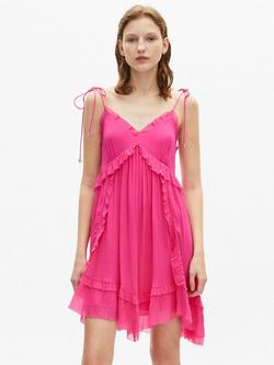 THE KOOPLES Robe Frilly Hanky Hem Mini Dress, Pink - view 2, Pink