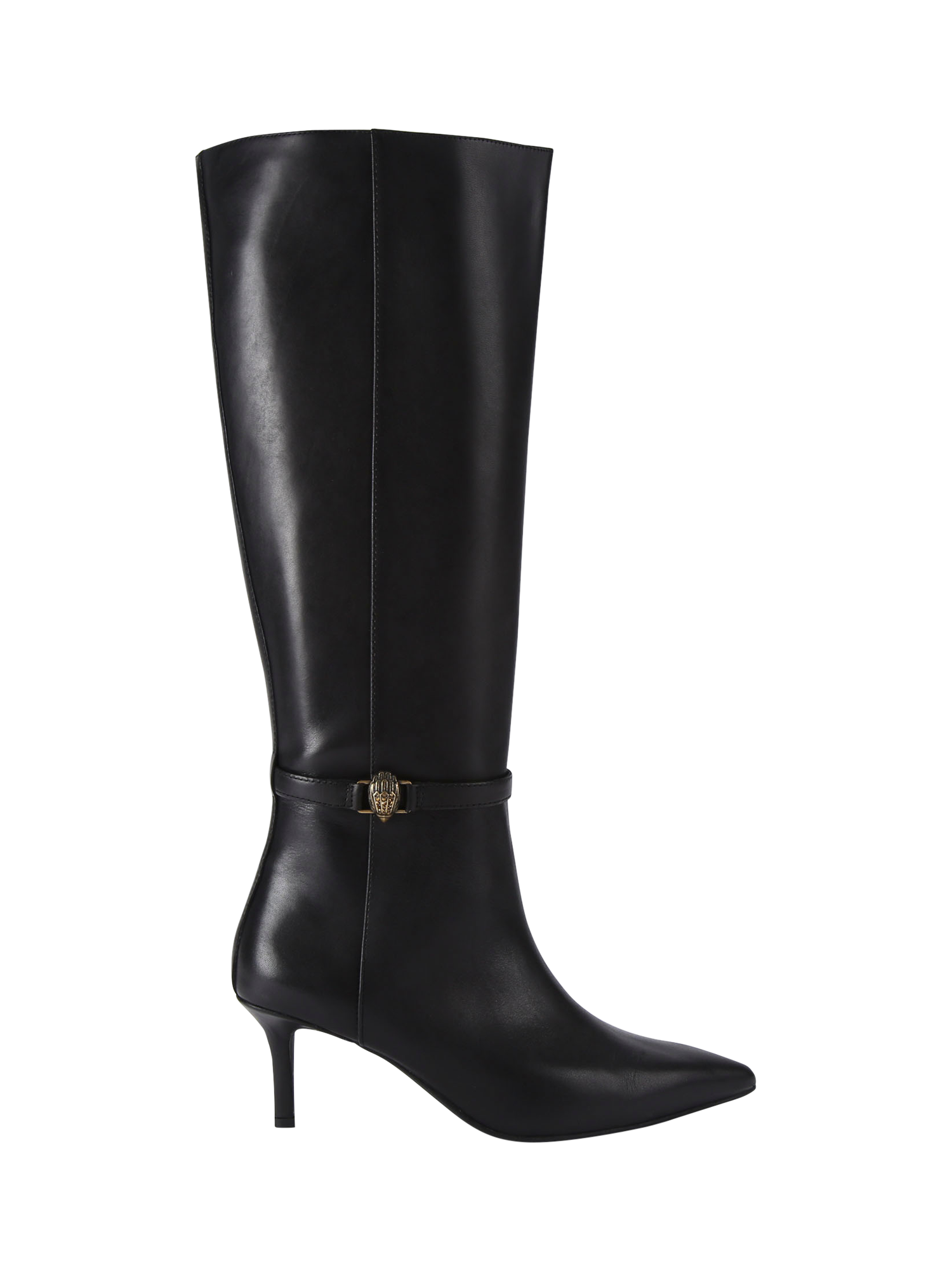 Product image 1 of 7, which shows Kurt Geiger London Kensington Leather Pointed Flexi Knee High Boots, Black, 3