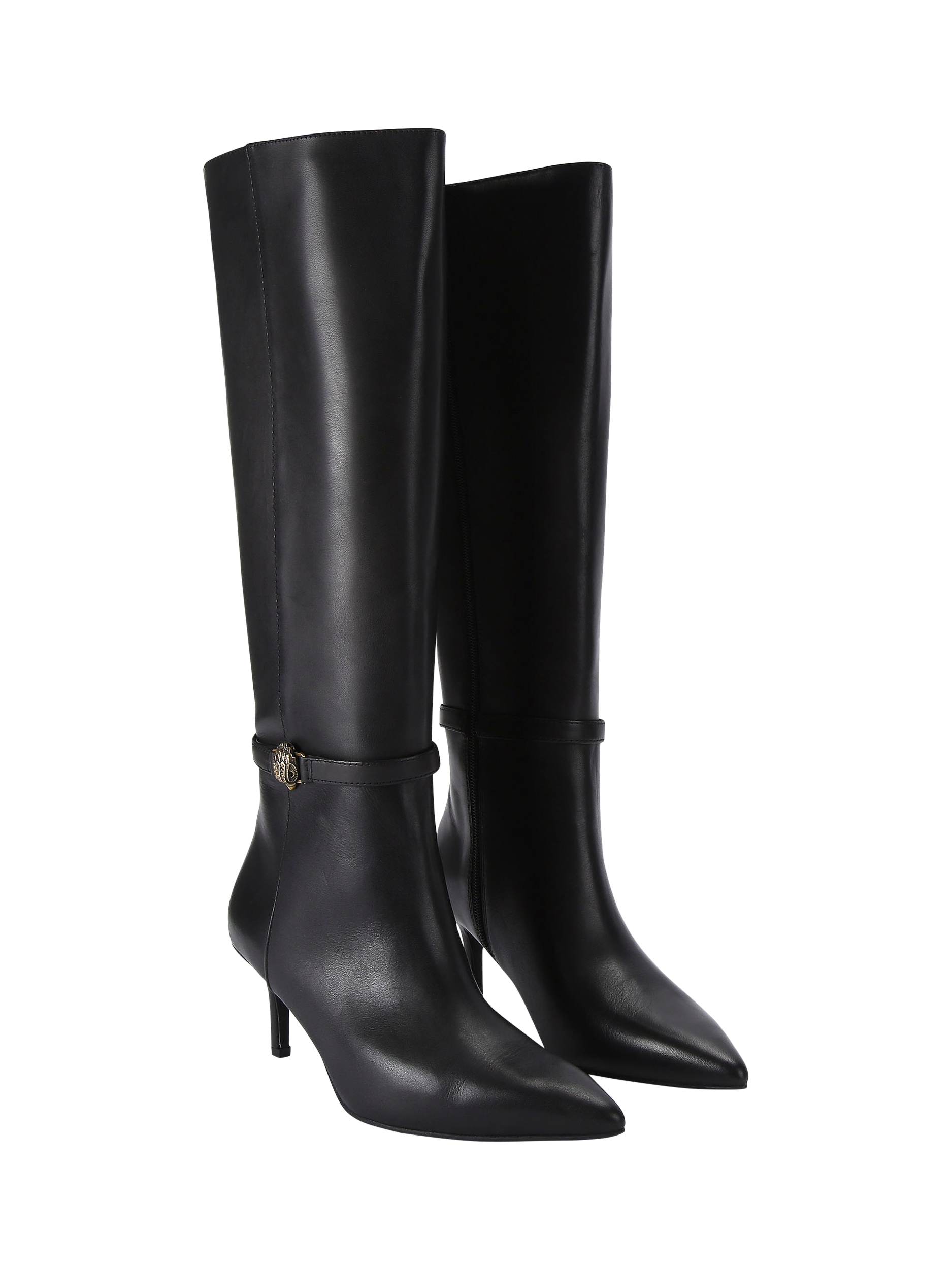 Product image 4 of 7, which shows Kurt Geiger London Kensington Leather Pointed Flexi Knee High Boots, Black, 3