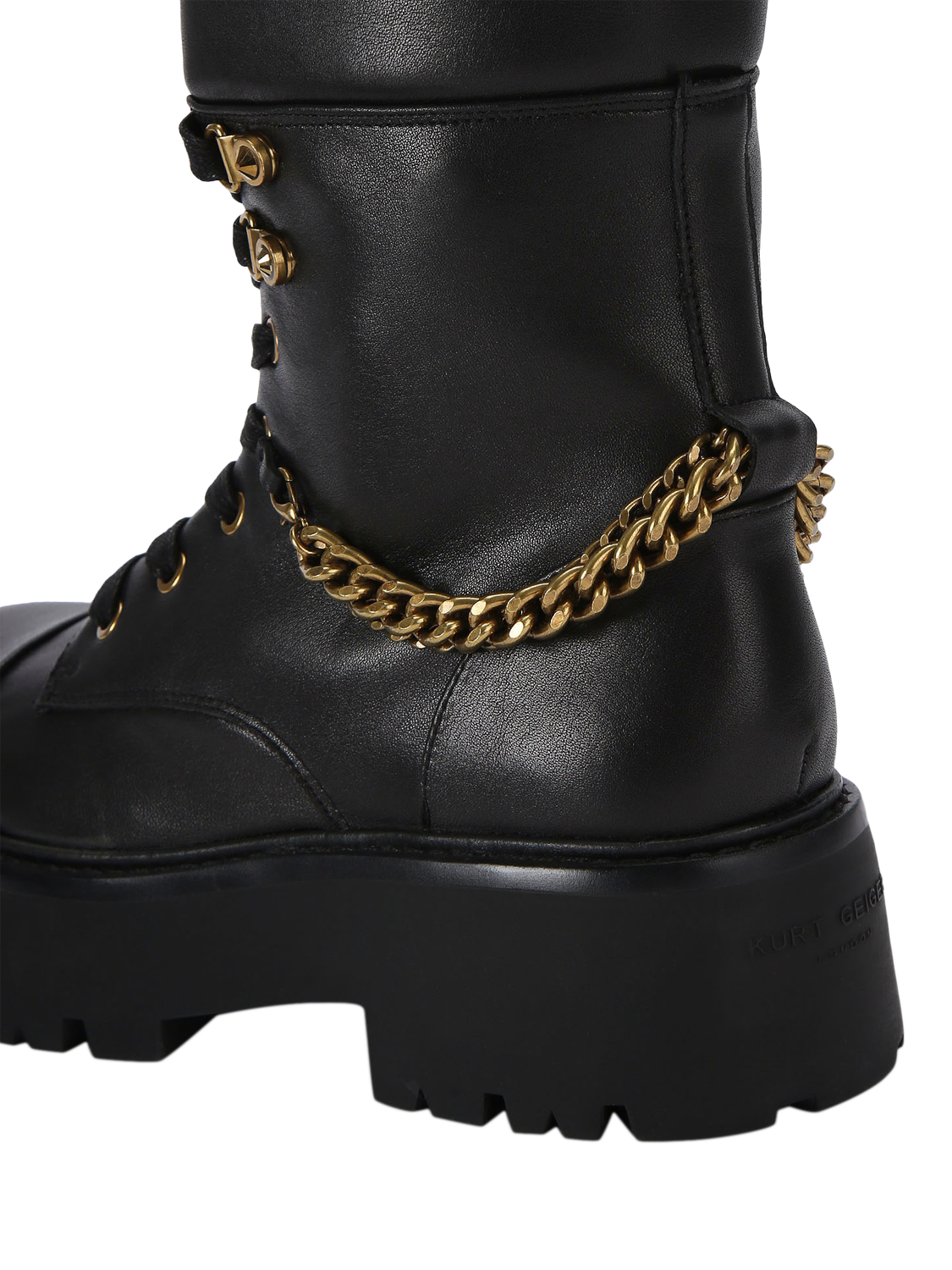 Product image 3 of 5, which shows Kurt Geiger London Kensington Leather Combat Boots, Black, 3