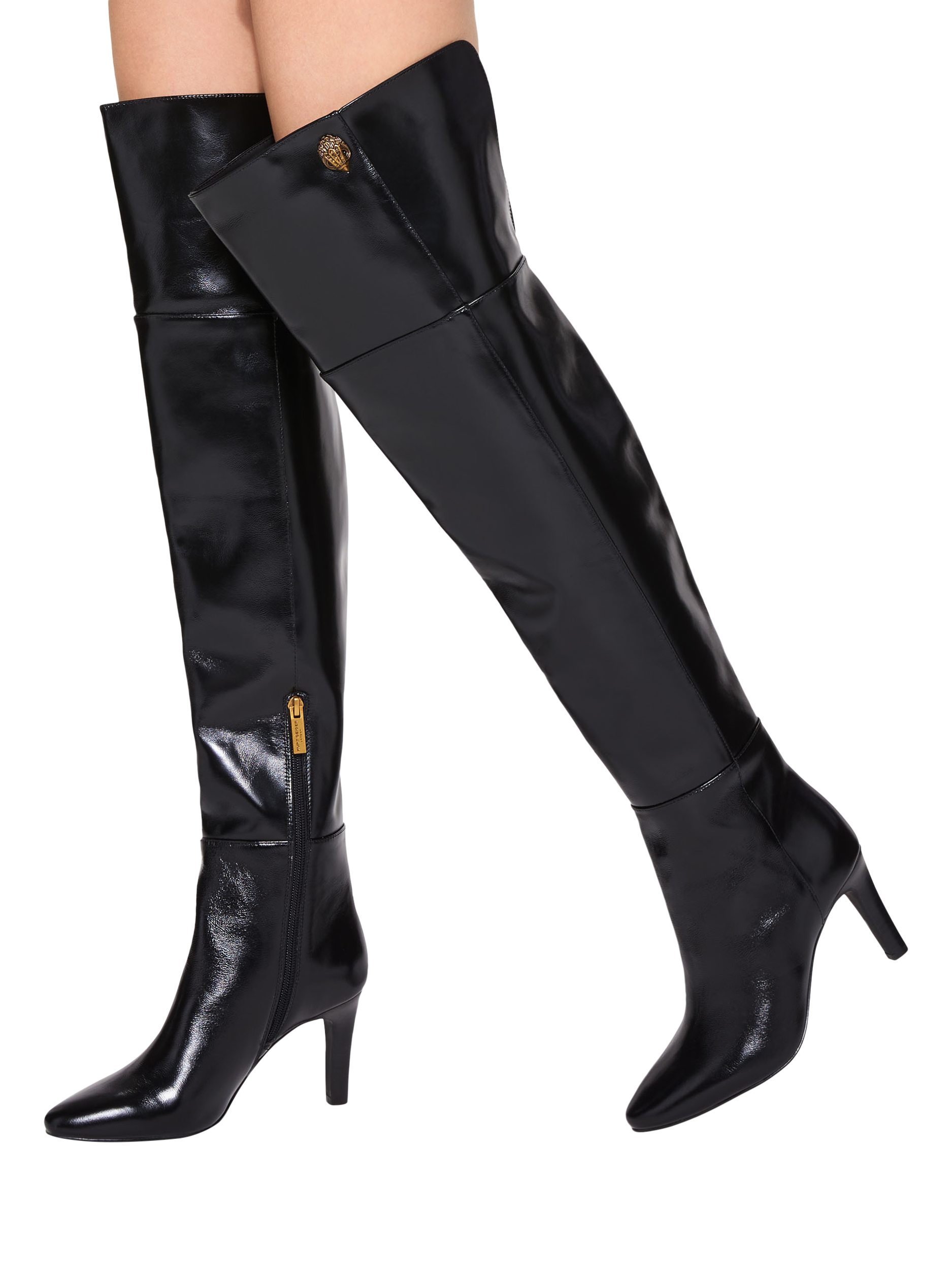 Product image 2 of 5, which shows Kurt Geiger London Shoreditch Leather Over The Knee Boots, Black, 3