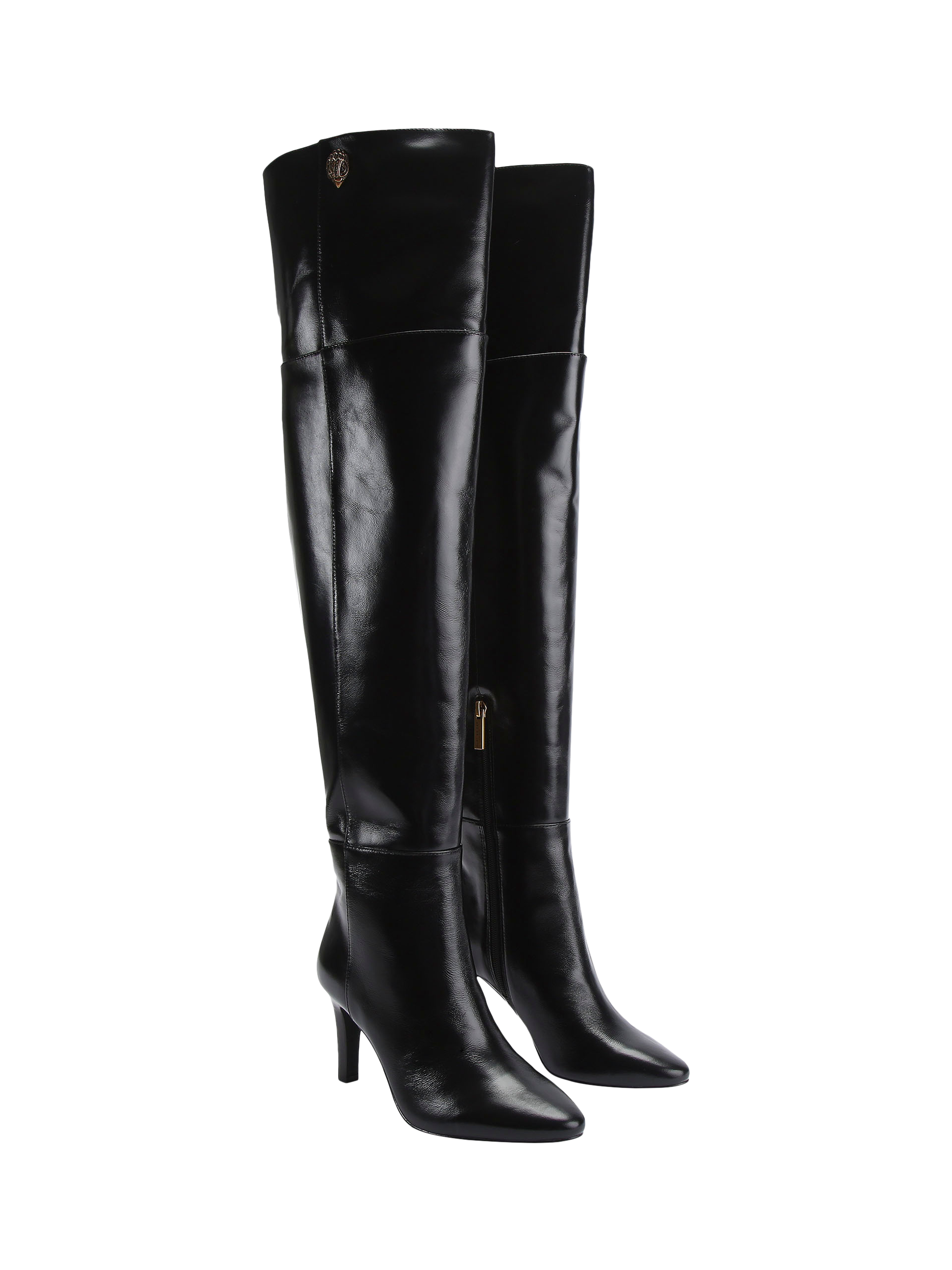Product image 3 of 5, which shows Kurt Geiger London Shoreditch Leather Over The Knee Boots, Black, 3