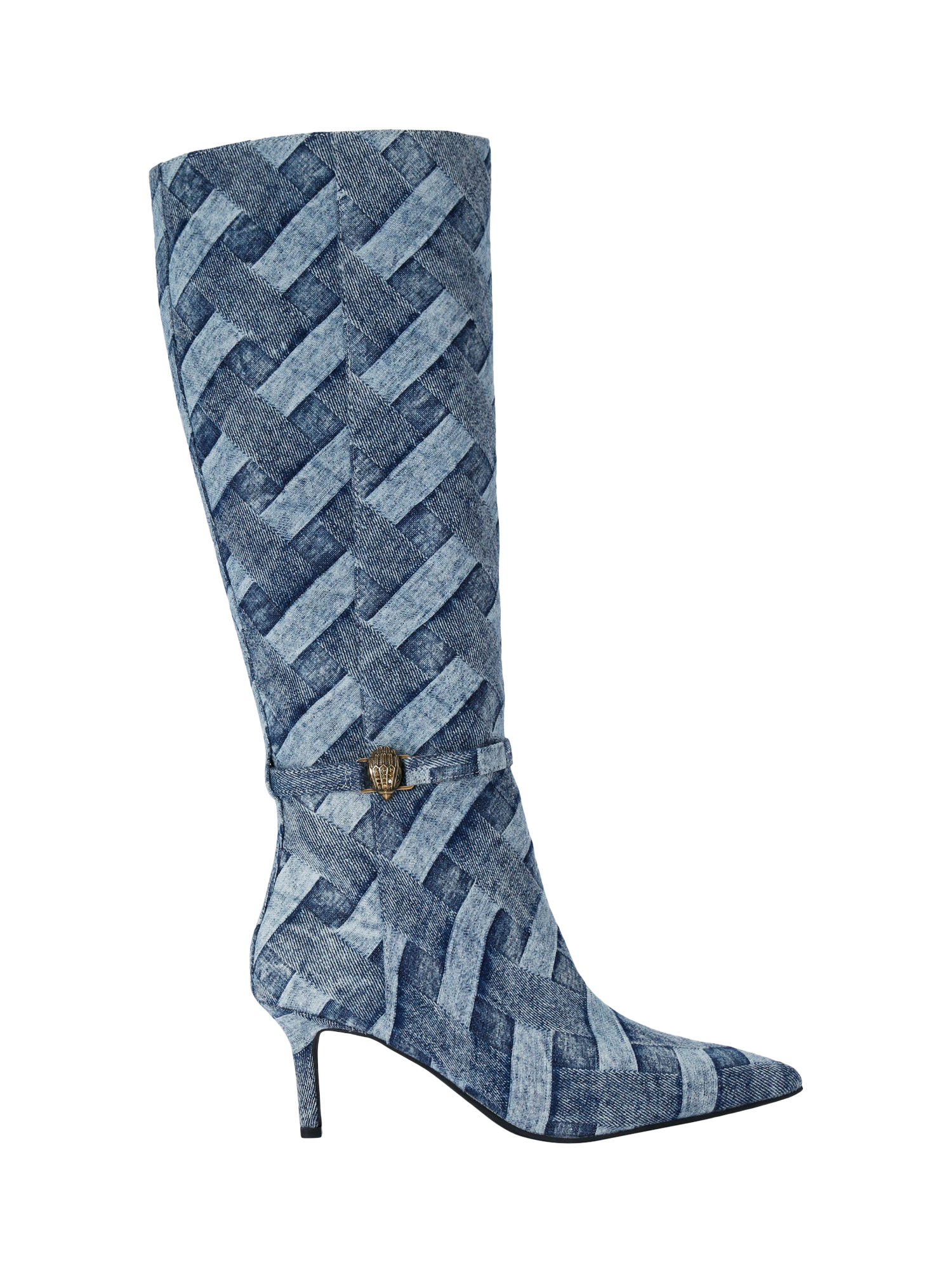 Product image 1 of 5, which shows Kurt Geiger London Kensington Flexi Knee High Boots, Denim, 3
