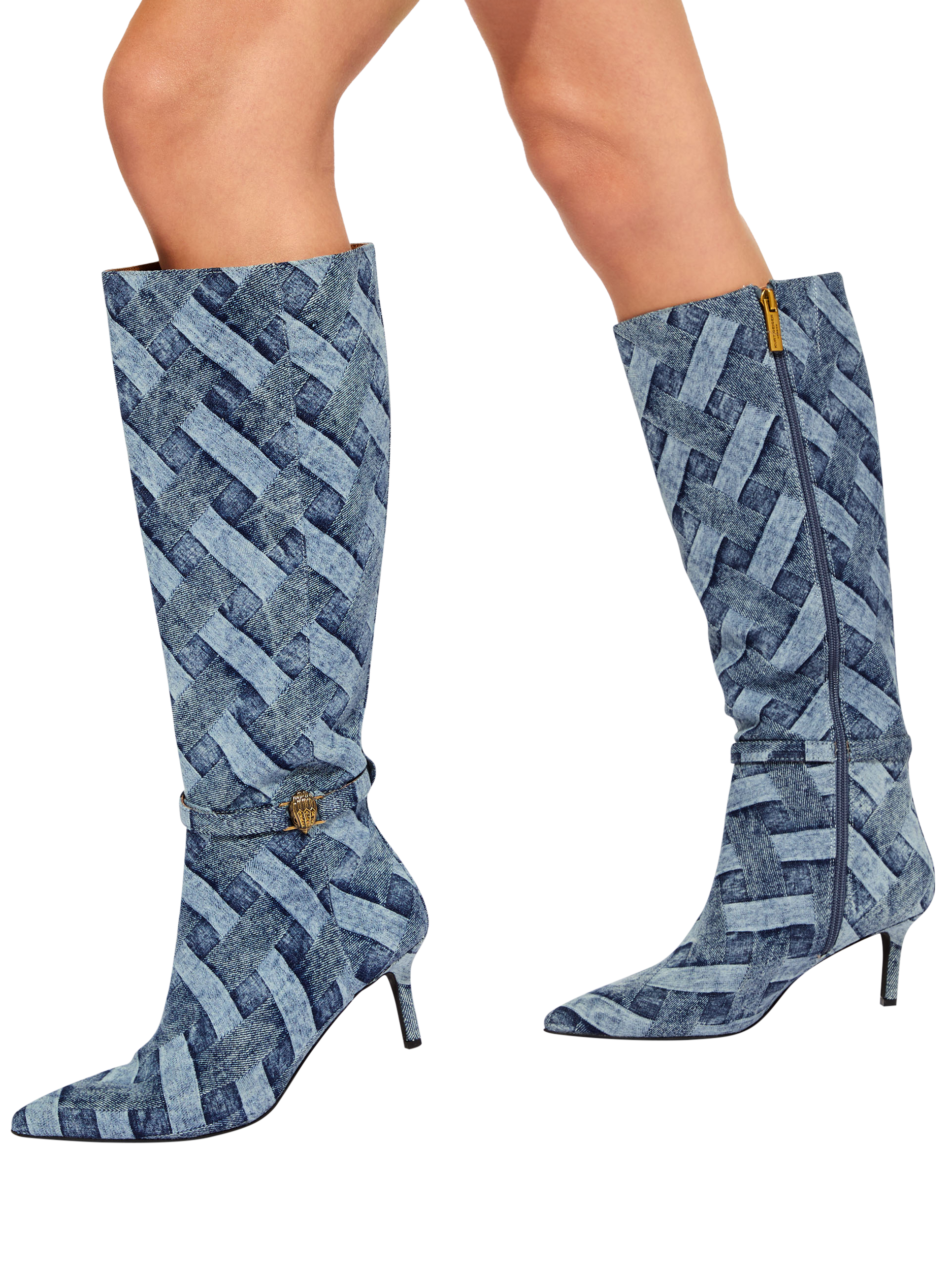 Product image 2 of 5, which shows Kurt Geiger London Kensington Flexi Knee High Boots, Denim, 3