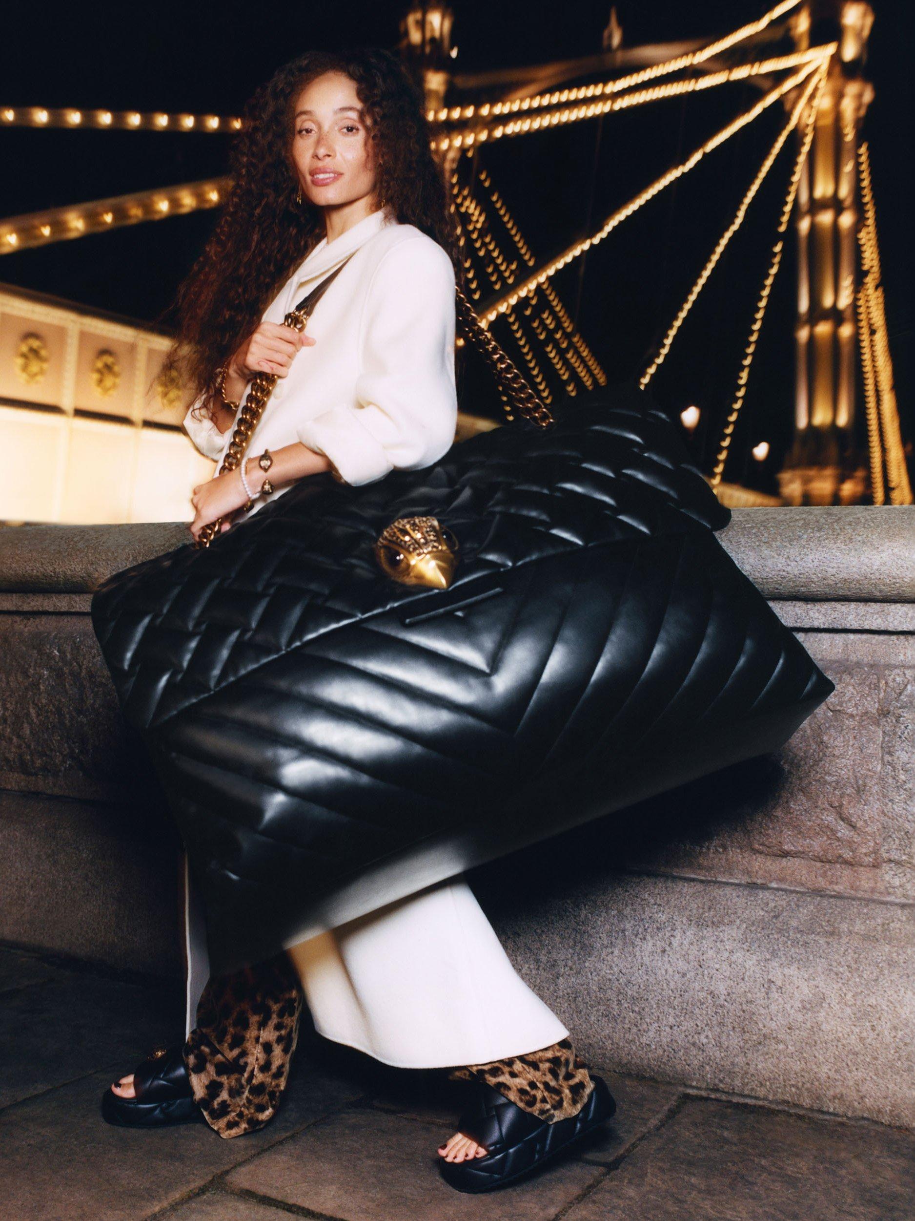 Product image 3 of 7, which shows Kurt Geiger London Kensington Puff Leather Platform Sandals, Black, 3