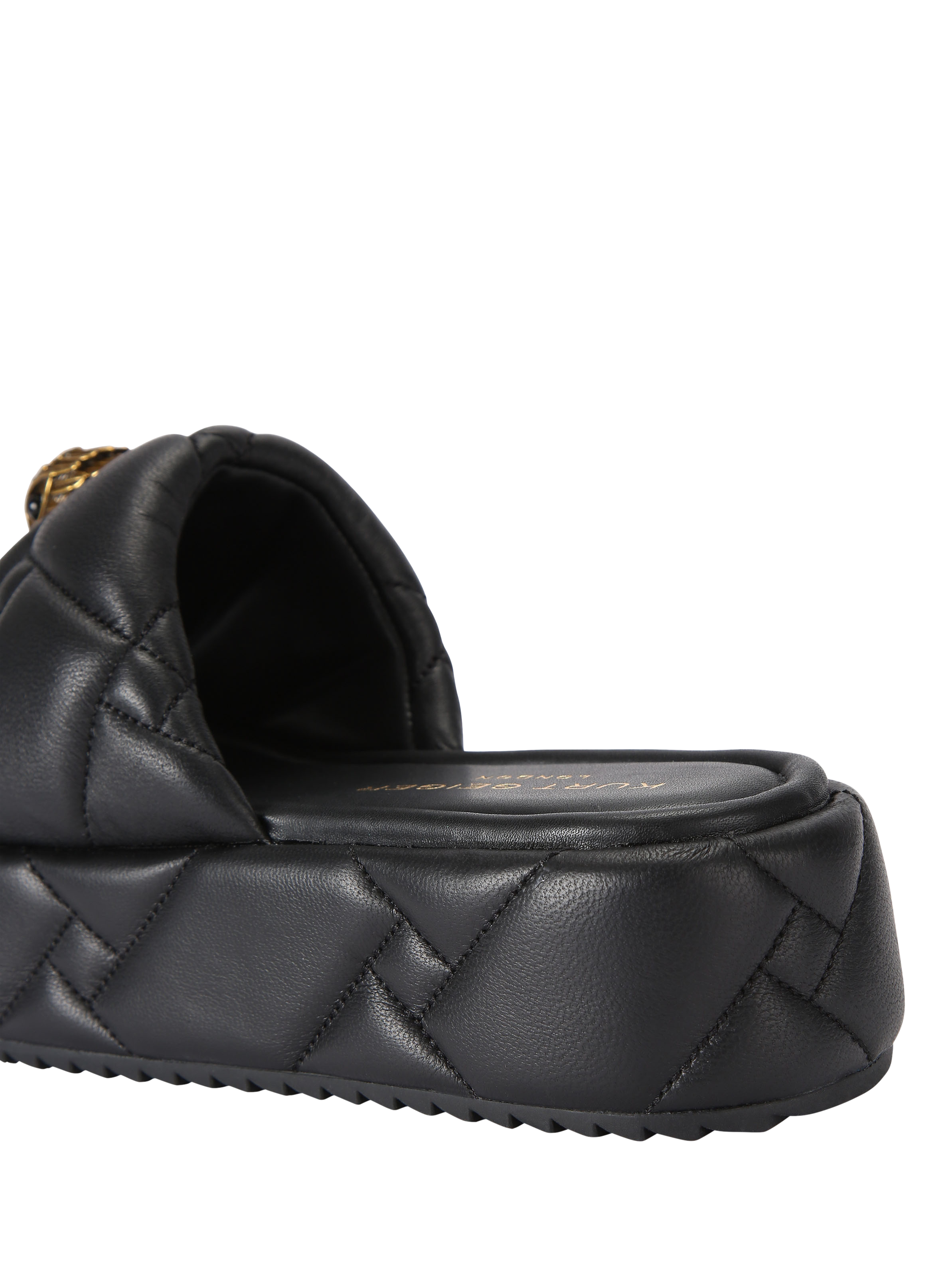 Product image 5 of 7, which shows Kurt Geiger London Kensington Puff Leather Platform Sandals, Black, 3