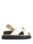 Kurt Geiger London Orson Leather Cross Strap Flatform Sandals, Putty/Gold