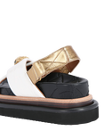 Kurt Geiger London Orson Leather Cross Strap Flatform Sandals, Putty/Gold