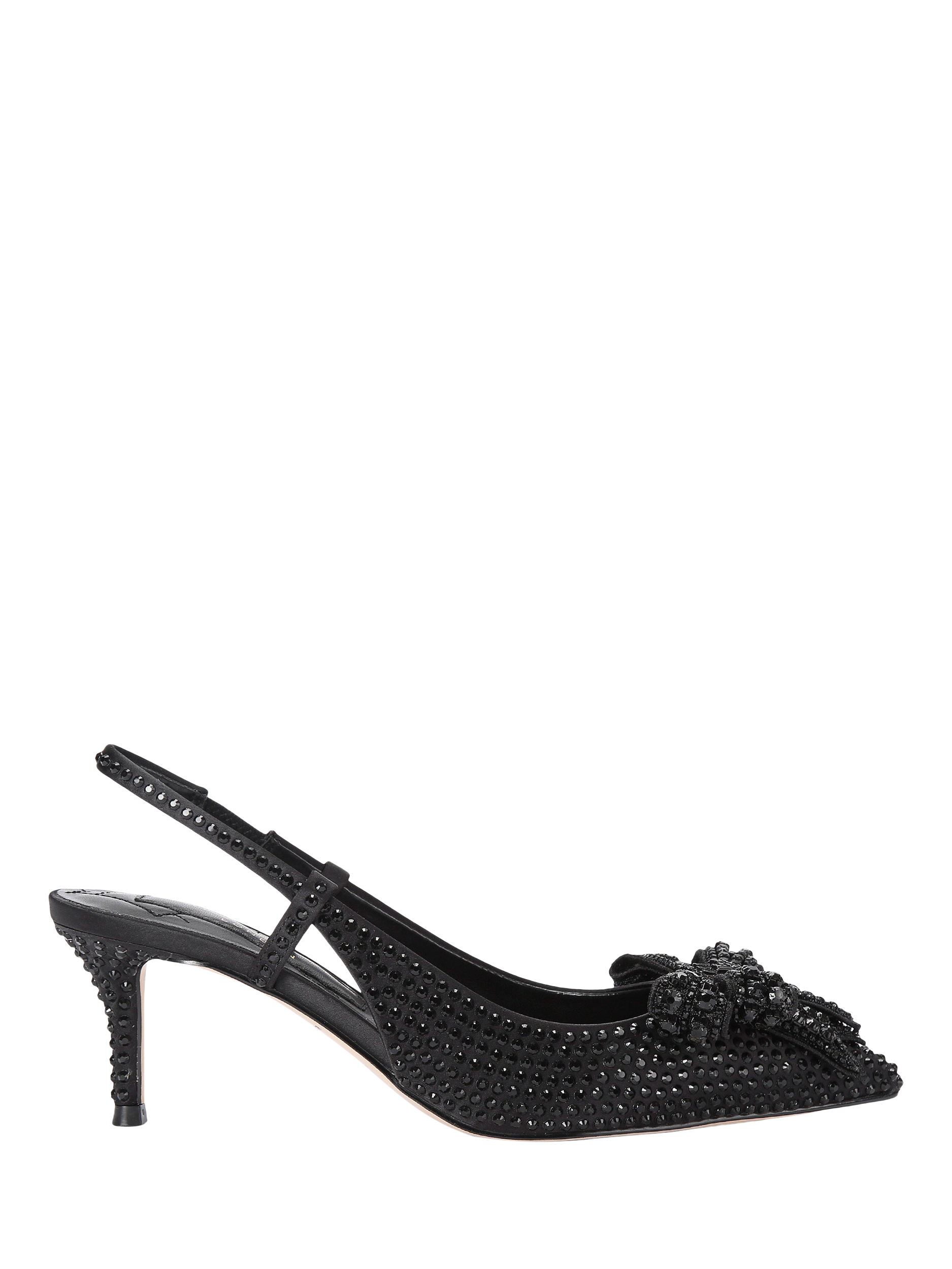 Product image 1 of 6, which shows Kurt Geiger London Belgravia Crystal Bow Slingback Court Shoes, Black, 3