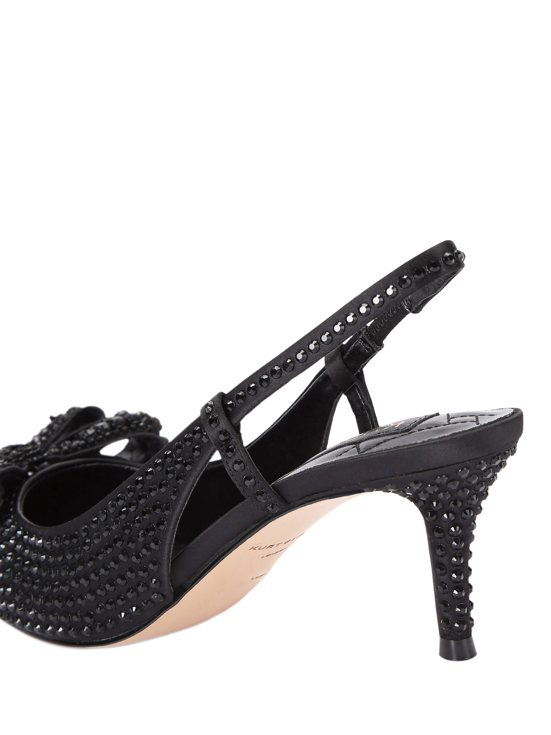 Product image 4 of 6, which shows Kurt Geiger London Belgravia Crystal Bow Slingback Court Shoes, Black, 3