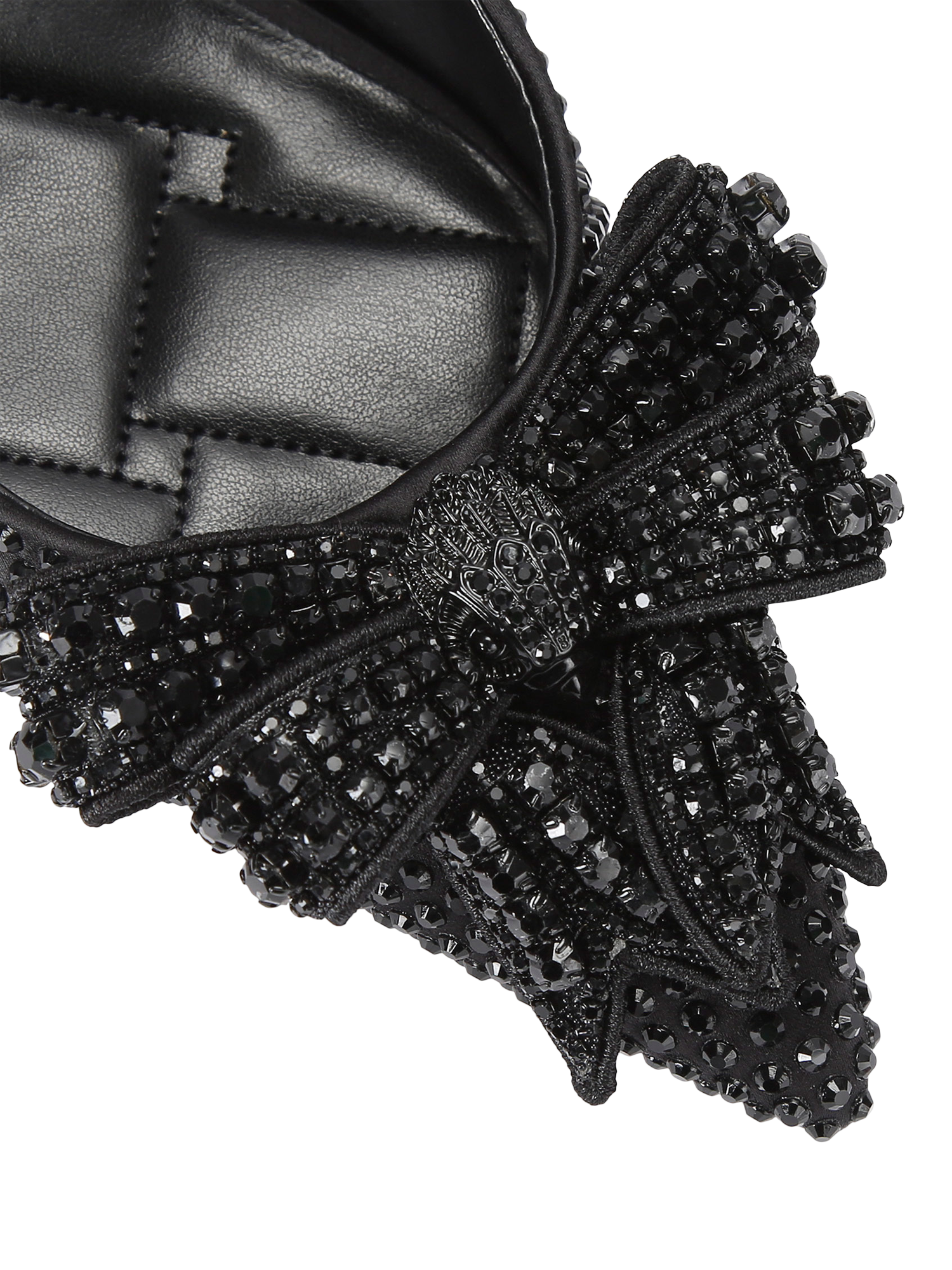 Product image 5 of 6, which shows Kurt Geiger London Belgravia Crystal Bow Slingback Court Shoes, Black, 3