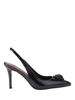 Kurt Geiger London Belgravia Eagle Leather Slingback Court Shoes, Black, Black
