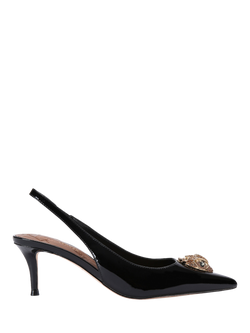 Kurt Geiger London Belgravia Eagle Leather Slingback Court Shoes, Black, Black