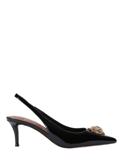 Kurt Geiger London Belgravia Eagle Leather Slingback Court Shoes, Black, Black