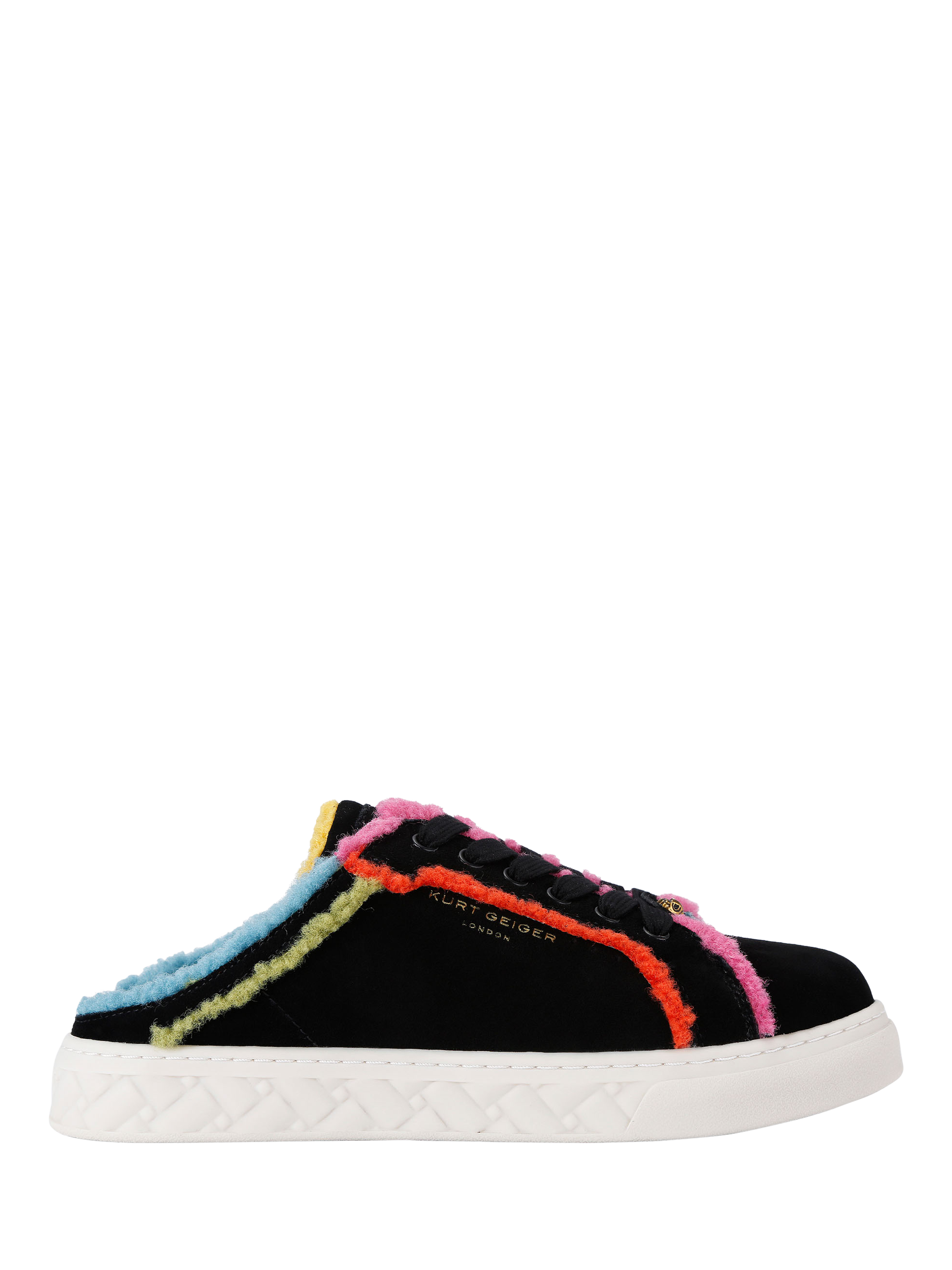 Kurt Geiger London Kensington Suede Cupsole Mule Trainers, Black/Multi