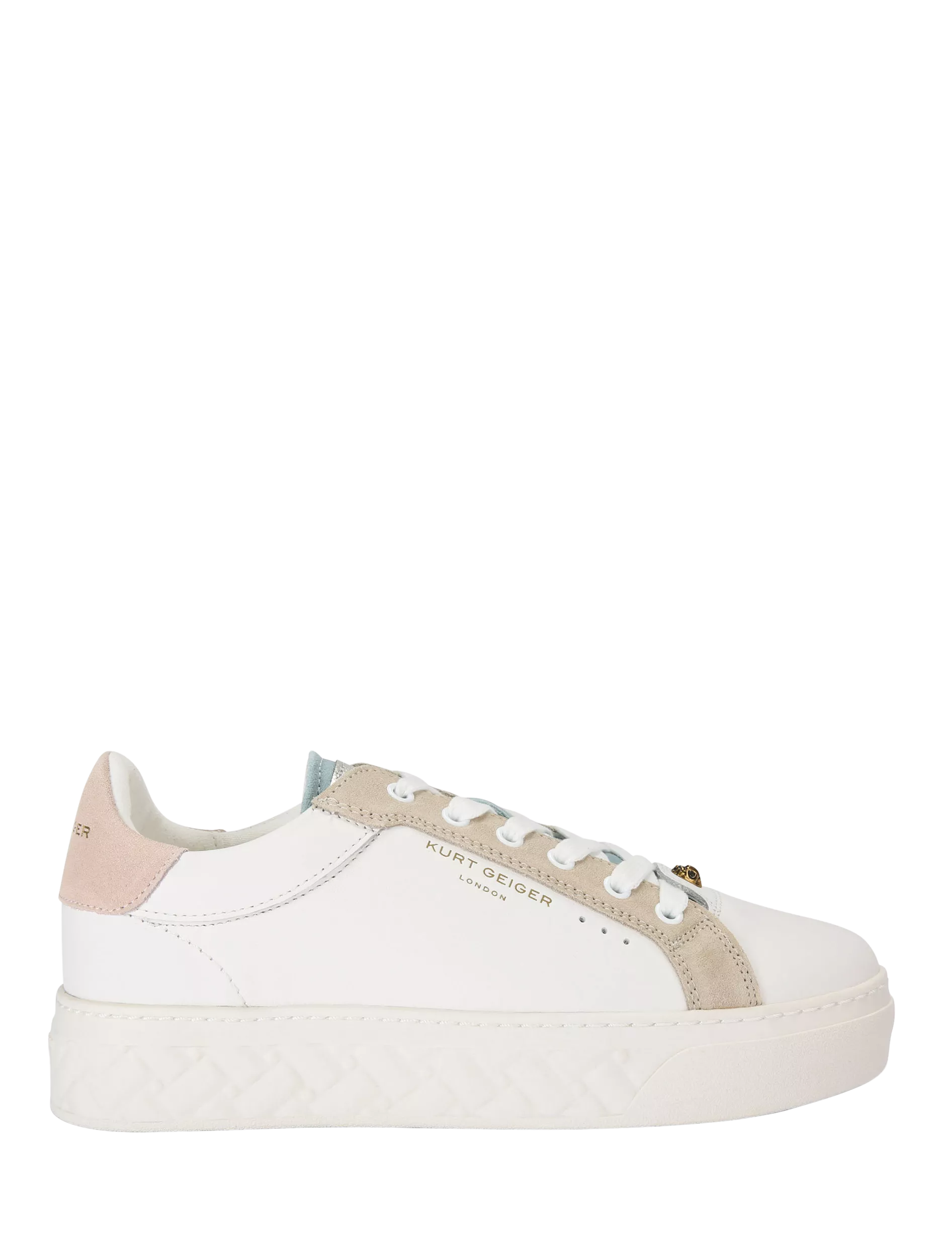 Kurt Geiger London Kensington Leather Lace Up Cupsole Trainers, White/Multi